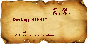 Ratkay Niké névjegykártya